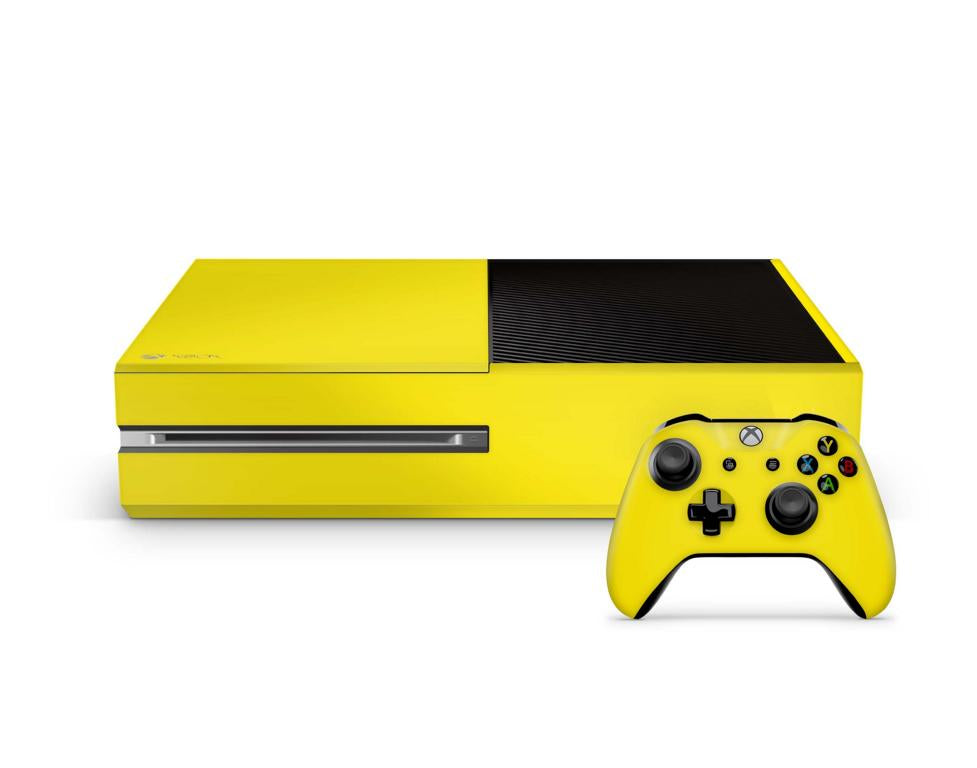 Xbox One Skin Design Aufkleber Schutzfolie Vinyl Cover Case modding Skins Aufkleber Skins4u Solid State gelb  