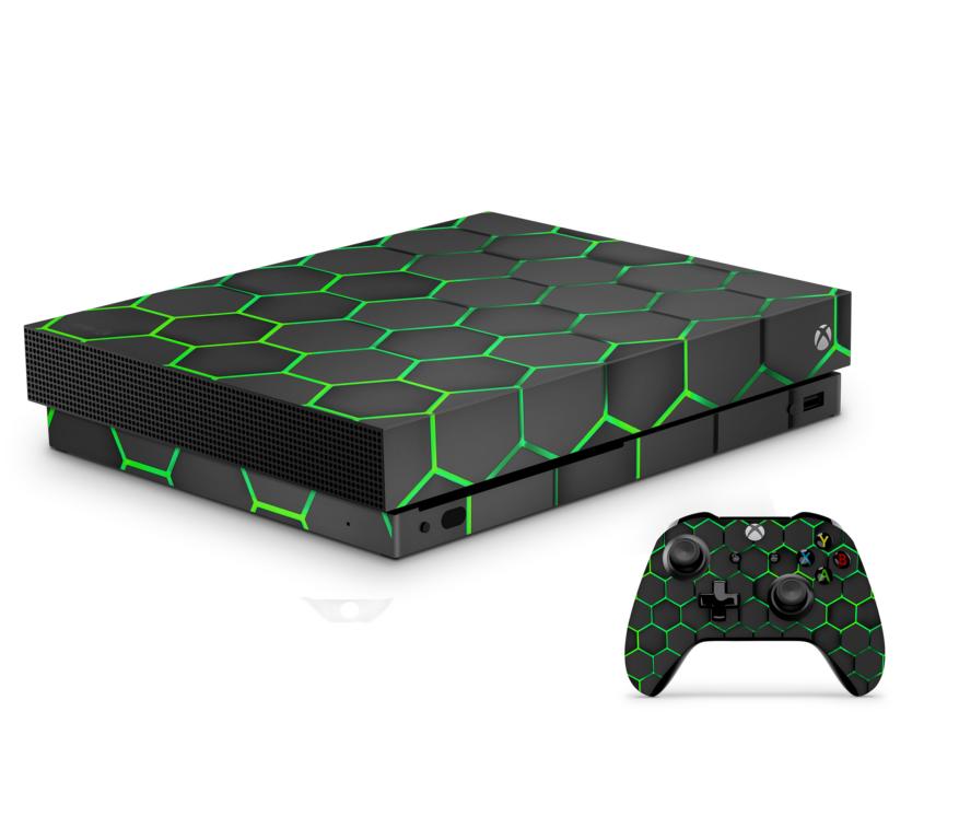 Xbox One X Skin Aufkleber Design Vinyl Schutzfolie Skins Wrap Cover Aufkleber Skins4u Exo grün  