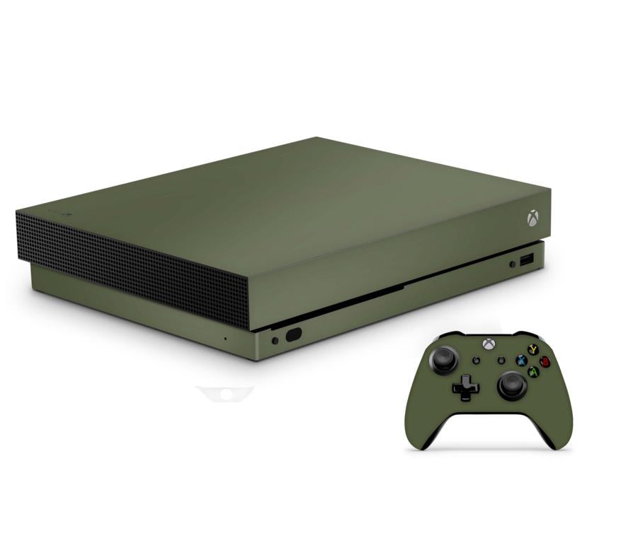 Xbox One X Skin Aufkleber Design Vinyl Schutzfolie Skins Wrap Cover Aufkleber Skins4u Solid state olive  