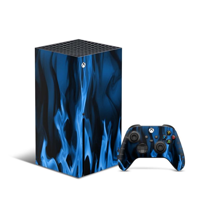 Xbox Series X Skin Design Aufkleber Schutzfolie Vinyl Cover Case modding Skins Aufkleber Skins4u Blaue Flammen  
