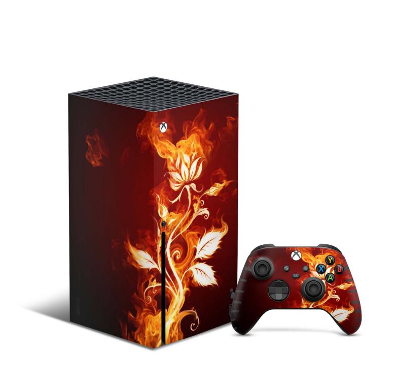 Xbox Series X Skin Design Aufkleber Schutzfolie Vinyl Cover Case modding Skins Aufkleber Skins4u Flower of Fire  
