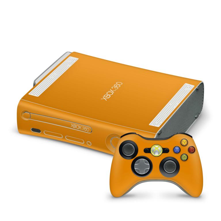 Xbox 360 Skin Design Aufkleber Schutzfolie Vinyl Cover Case modding Skins Aufkleber Skins4u Solid State orange  